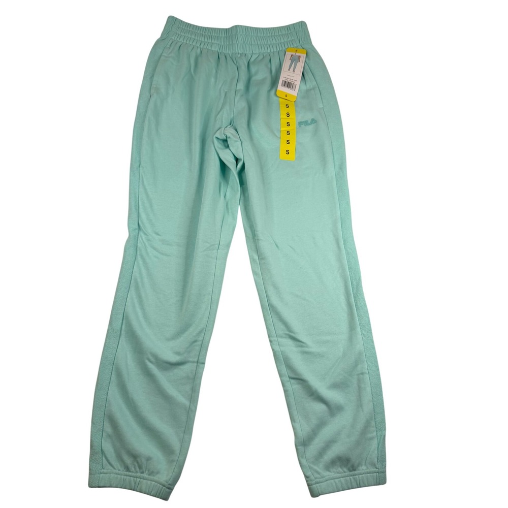 Fila Womens Jogger Sweatpants Light Teal Aqua Blue Fleece Pantsโ Small NEW
